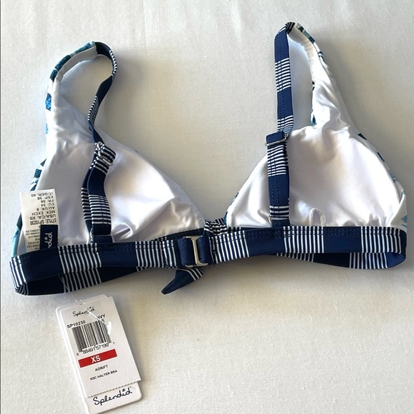 Splendid Bikini Top Adrift RSC Halter Bra Swimwear SP10230 Navy Floral Prints XS - Picture 9 of 16